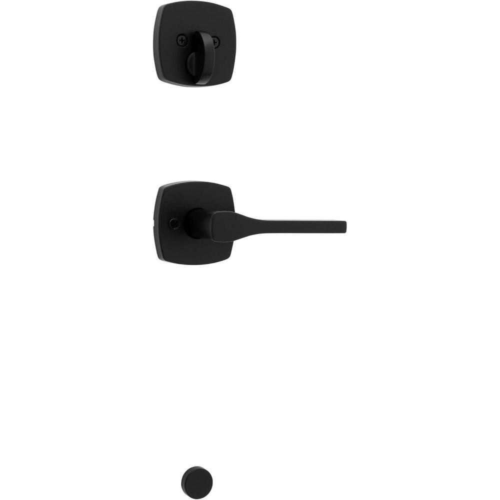image:imageKwikset 971TPLMDT514 Single Cylinder Interior Tripoli Lever with Midtown Rose Trim Matte Black Finish