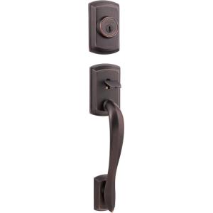 Kwikset 800AVHLIP-S.STRKP Avalon Sectional Single Cylinder Keyed Entry Exterior Pack Handleset with SmartKey – Venetian Bronze