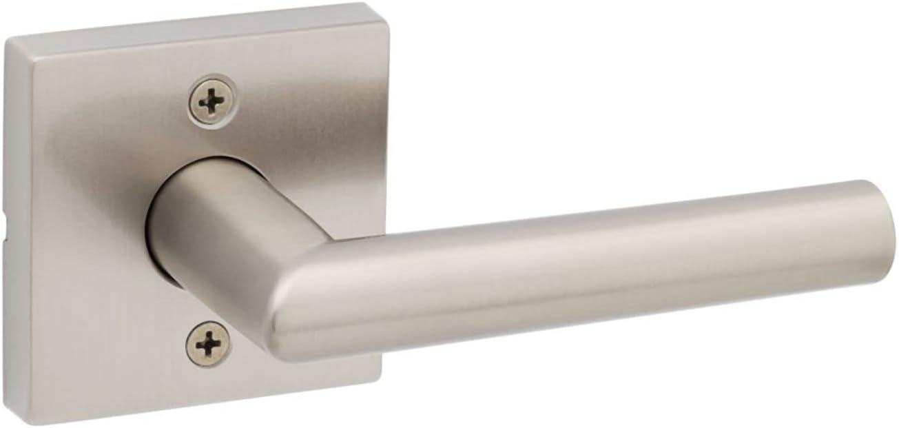 image:imageKwikset 720MILSQT15 Milan Lever with Square Rose Passage Door Lock with 6AL Latch and RCS Strike Satin Nickel Finish