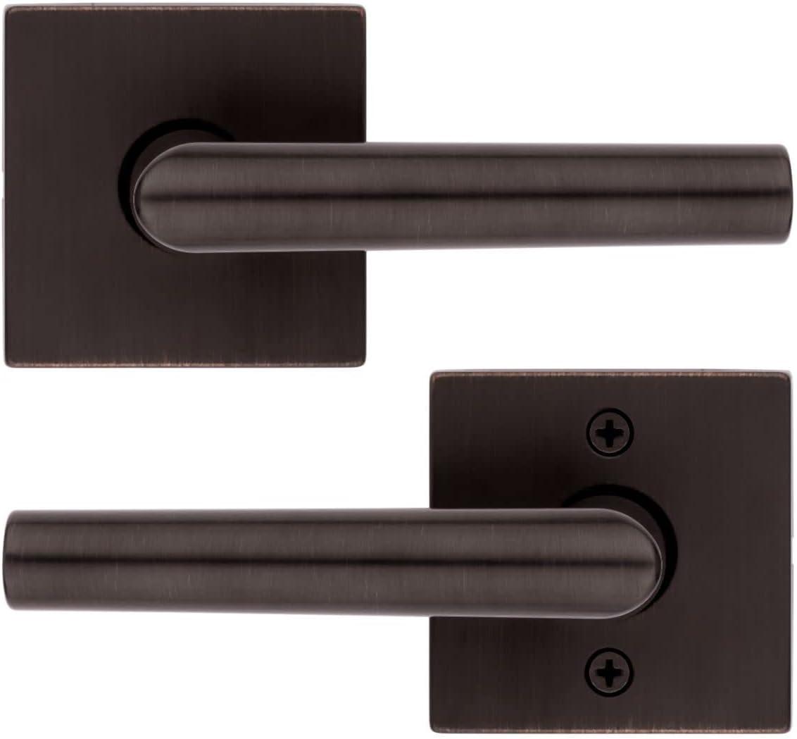 image:imageKwikset 720MILSQT15 Milan Lever with Square Rose Passage Door Lock with 6AL Latch and RCS Strike Satin Nickel Finish