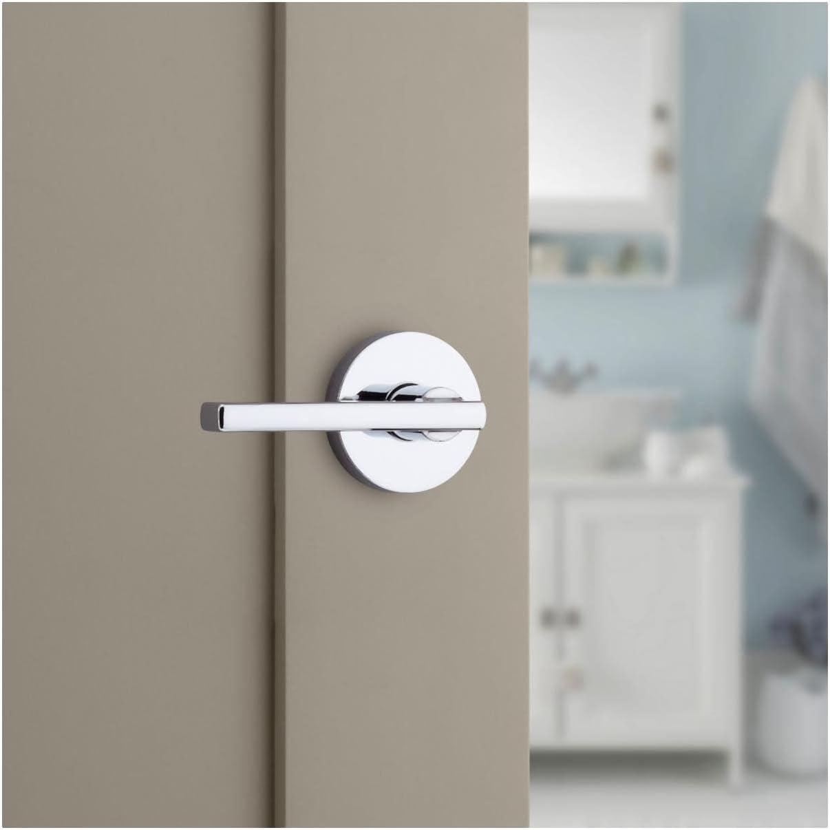 image:imageKwikset 730HFLRDT15 Halifax Lever with Round Rose Privacy Door Lock with 6AL Latch and RCS Strike Satin Nickel Finish
