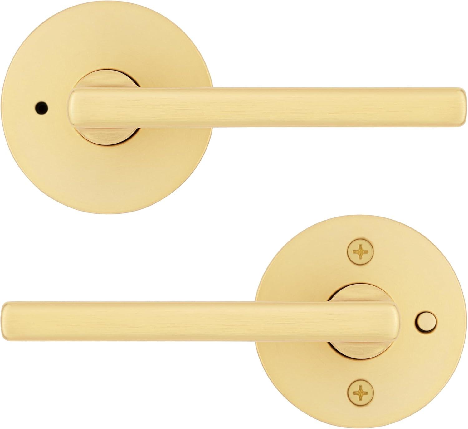 image:imageKwikset 730HFLRDT15 Halifax Lever with Round Rose Privacy Door Lock with 6AL Latch and RCS Strike Satin Nickel Finish