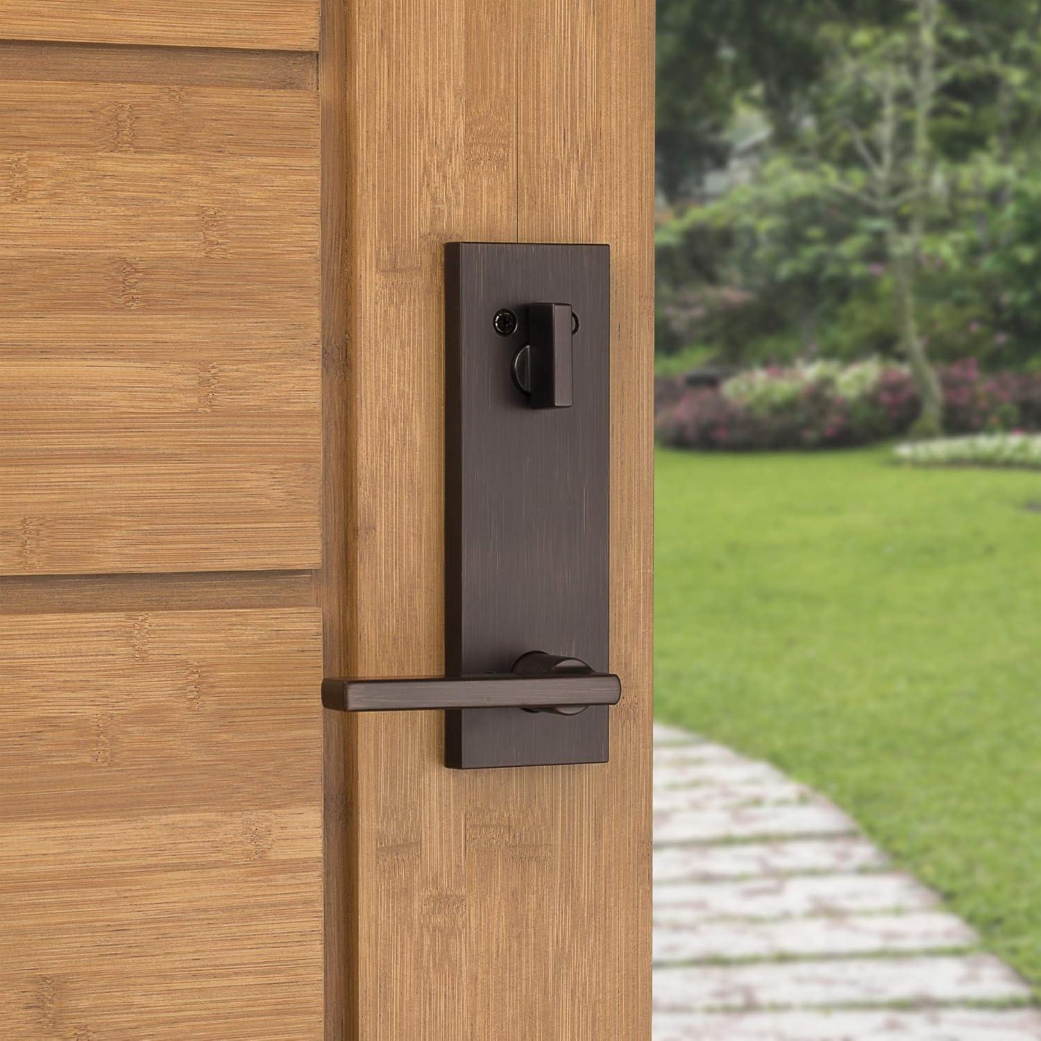 image:imageKwikset 971HFLSQF15 Single Cylinder Interior Halifax Lever Trim with Square Full Escutcheon Satin Nickel Finish