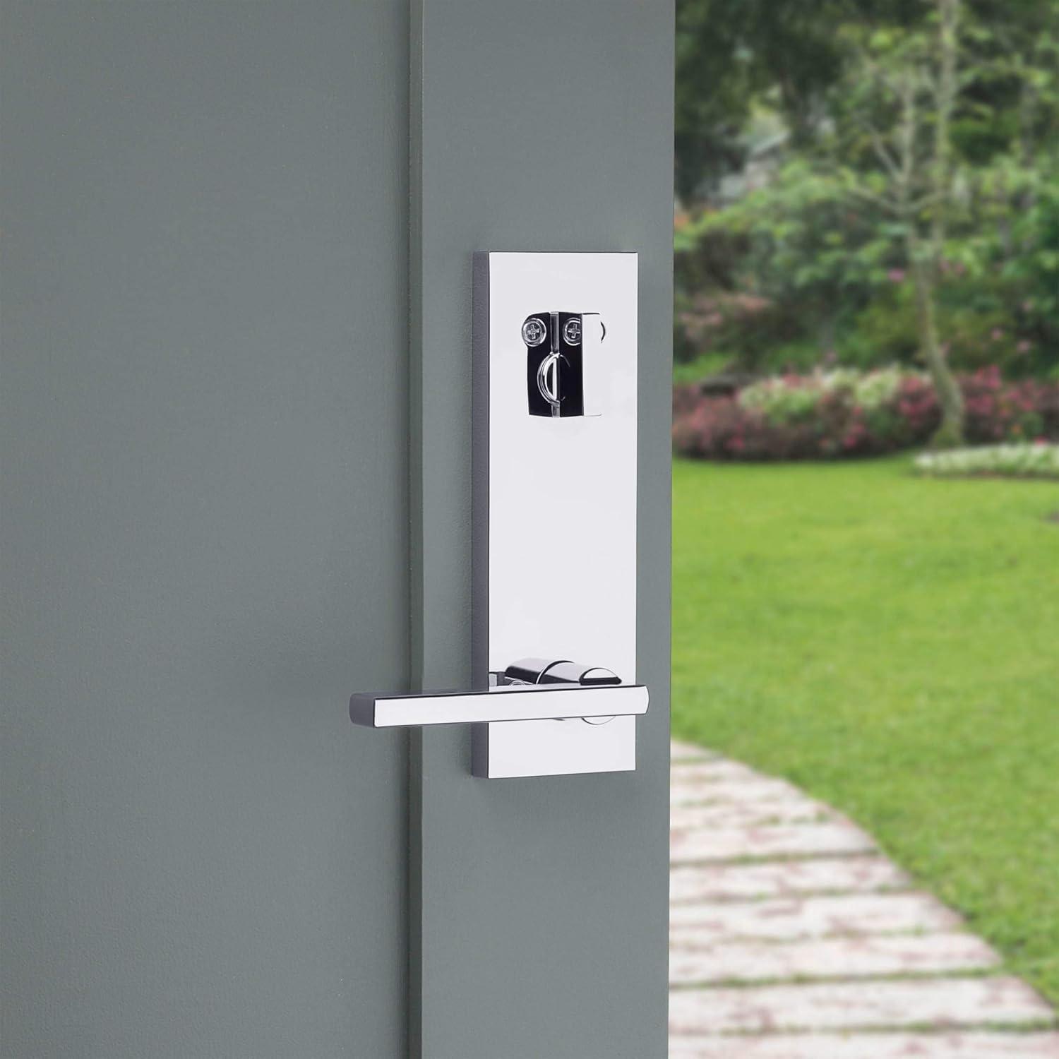 image:imageKwikset 971HFLSQF15 Single Cylinder Interior Halifax Lever Trim with Square Full Escutcheon Satin Nickel Finish