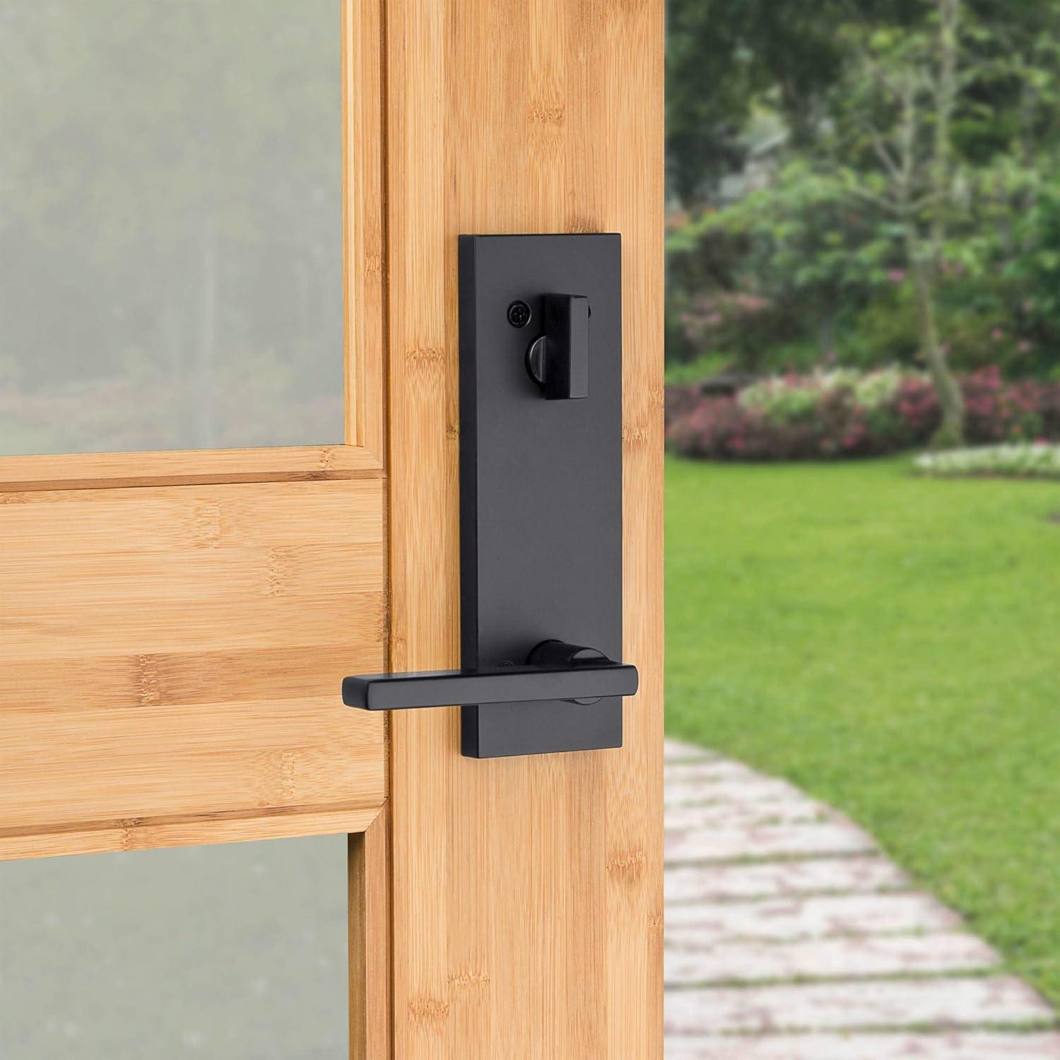 image:imageKwikset 971HFLSQF15 Single Cylinder Interior Halifax Lever Trim with Square Full Escutcheon Satin Nickel Finish