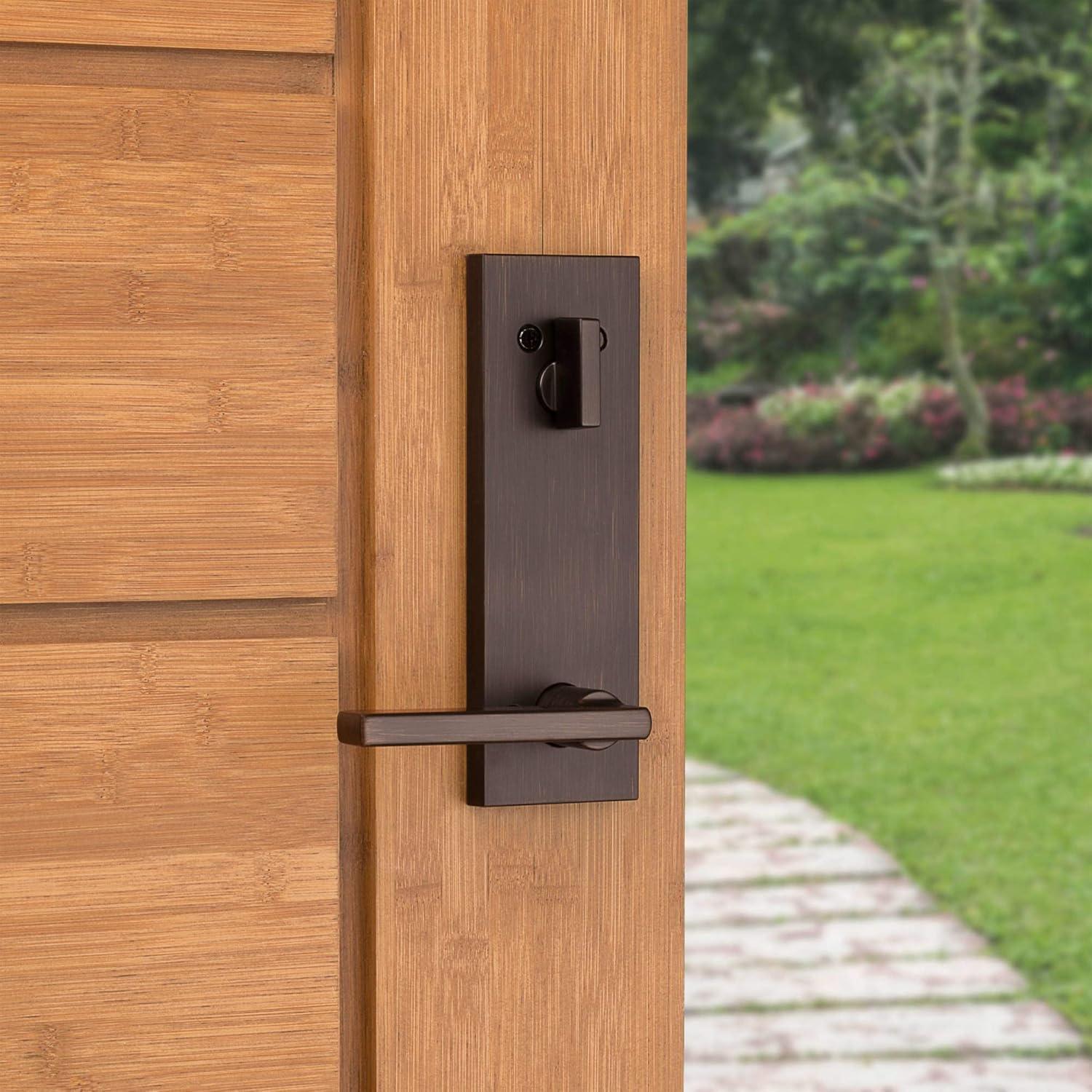 image:imageKwikset 971HFLSQF15 Single Cylinder Interior Halifax Lever Trim with Square Full Escutcheon Satin Nickel Finish
