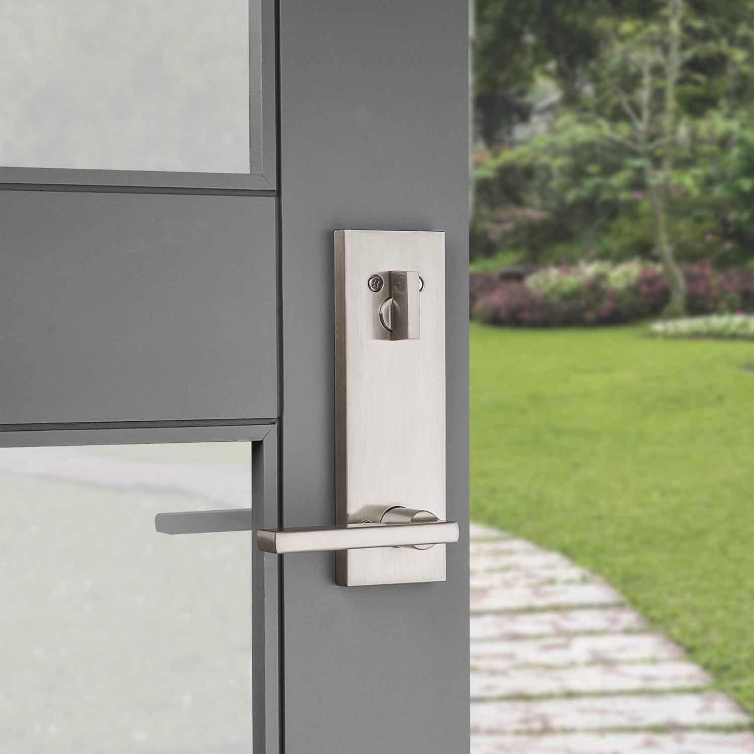 image:imageKwikset 971HFLSQF15 Single Cylinder Interior Halifax Lever Trim with Square Full Escutcheon Satin Nickel Finish
