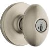 Kwikset Aliso Entry Door Knob with Lock and Key, Secure Keyed Handle Exterior Doorknob, Front Entrance and Bedroom, Satin Nickel, Pick Resistant SmartKey Rekey Security