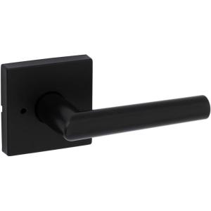 Kwikset 730MILSQT-514 Milan Lever with Square Rose Privacy Door Lock with 6AL Latch and RCS Strike Iron Black Finish