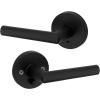 Kwikset 91550-030 Milan Door Handle Lever with Modern Contemporary Slim Round Design for Home Bedroom or Bathroom Privacy in Iron Matte Black(Matte Black)