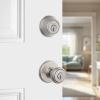 Kwikset Tylo Front Door Lock Handle and Deadbolt Set, Entry Combo Pack Single Cylinder with Entry Door Knob, Satin Nickel, Pick Resistant SmartKey Security, with Microban Protection(Satin Nickel)