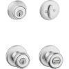 Kwikset Tylo Front Door Lock Handle and Deadbolt Set, Entry Combo Pack Single Cylinder with Entry Door Knob, Satin Nickel, Pick Resistant SmartKey Security, with Microban Protection(Satin Chrome)
