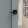 Kwikset Ladera Dummy Door Handle, Single Sided Lever for Closets, French Double Doors, and Pantry, Matte Black Non-Turning Left Handed Interior Push/Pull Lever