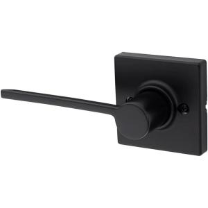 Kwikset Ladera Dummy Door Handle, Single Sided Lever for Closets, French Double Doors, and Pantry, Matte Black Non-Turning Left Handed Interior Push/Pull Lever