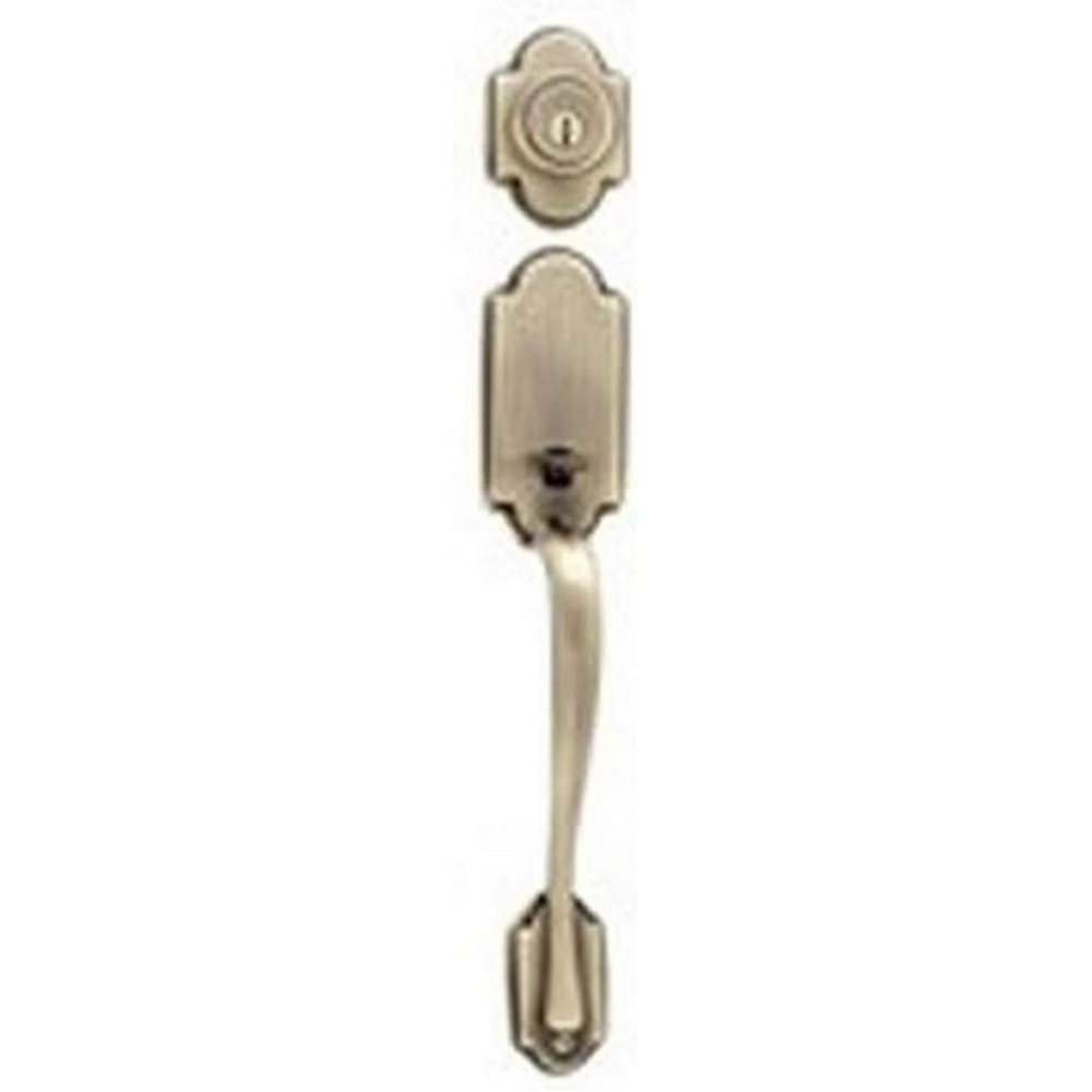 image:imageKWIKSET 800ANLIP5SMTRCAL Antique Brass Entrance Handle Set